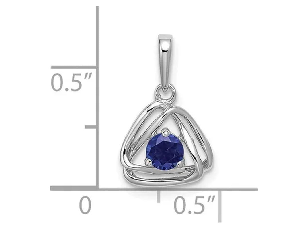 1/3 Carat (ctw) Lab-Created  Blue Sapphire Geometric Pendant Necklace in 14K White Gold with Chain