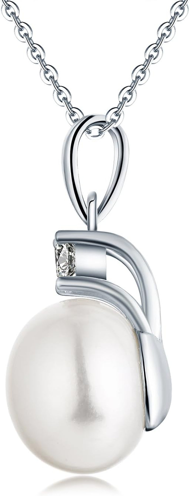 925 Sterling Silver Freshwater Cultured Pearl Pendant Necklace  Jewelry for Women,Girls