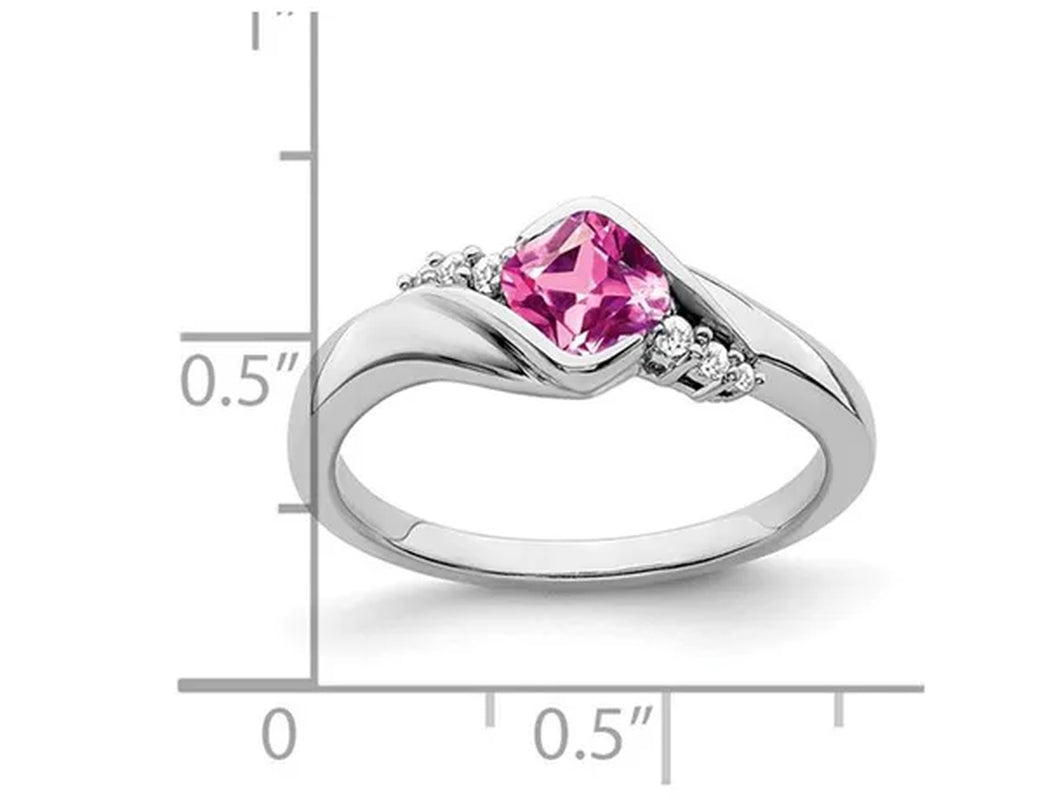 2/3 Carat (ctw) Lab-Created Pink Sapphire Ring in 14K White Gold