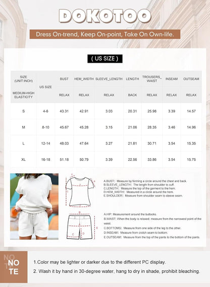 Women'S 2 Piece Outfits Sweatsuit Casual Short Sleeve Pullover Tops and Drawstring Shorts Pants Lounge Sets