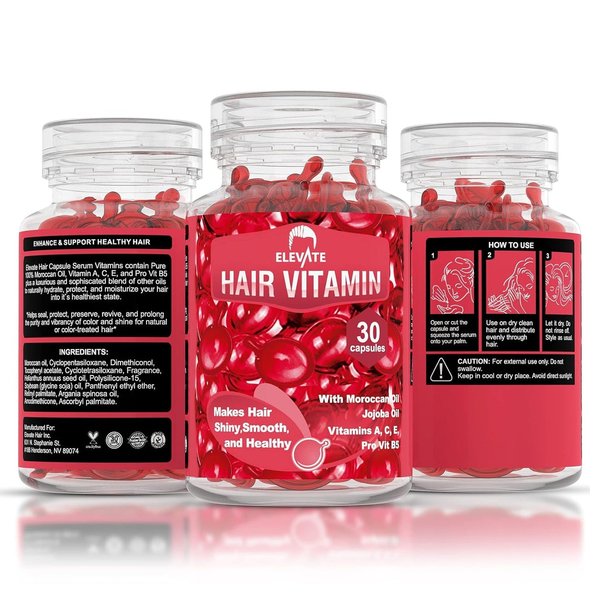 Hair Treatment Serum Oil Capsules - Conditioning Repair & Moisturizing Formula with Argan Jojoba Oils Vitamins a C E Pro Vitamin B5 Healthier Smooth Silky Thicker for Softness (1 Bottle)