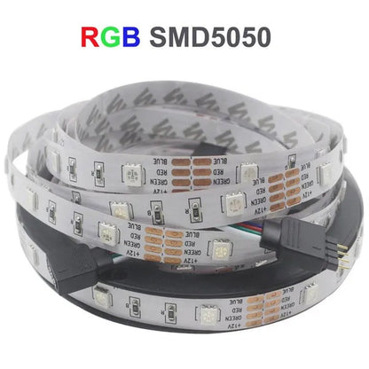 Non-Waterproof 5M 10M RGB led christmas lights smd 5050 12V flexible christmas led lights string rgb led strip + IR 24keys Remote controller