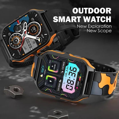 2024 NEW Military Smart Watch for Men Bluetooth Call, Rugged Tactical Smartwatch for Android Phones and iPhone, 3ATM Waterproof Outdoor Sports Fitness Tracker with Heart Rate, Voice Assistant.