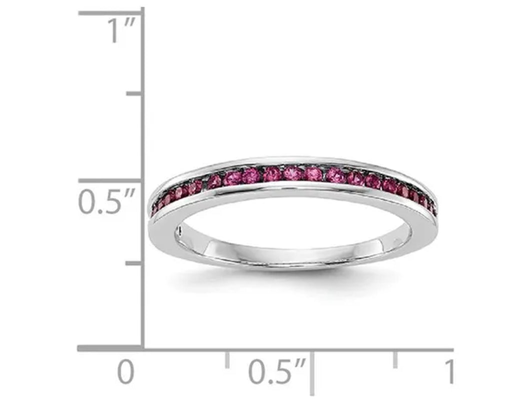Natural Ruby Semi-Eternity Wedding Band Ring 1/3 Carat (ctw) in 14K White Gold