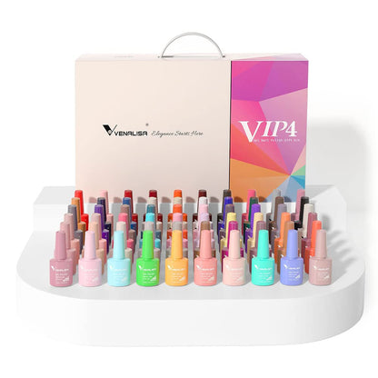 VENALISA VIP4 Gel Nail Polish Set, 60 Colors 7.5ML All Seasons Holiday Gel Polish Soak Off Glitter Nail Art Starter Kit Beauty Set for Women Girls Valentines Birthday Day Gift