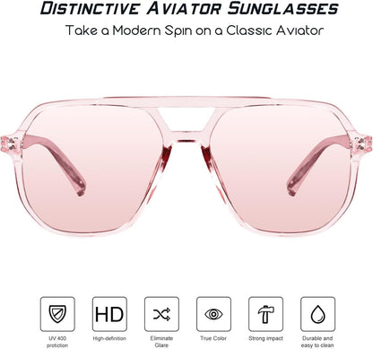 Oversized Aviator Sunglasses for Women and Men with Polarized Lens MS52243