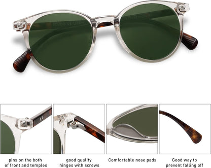 Small Round Classic Polarized Sunglasses for Women Men Vintage Style UV400 Lens SJ2113