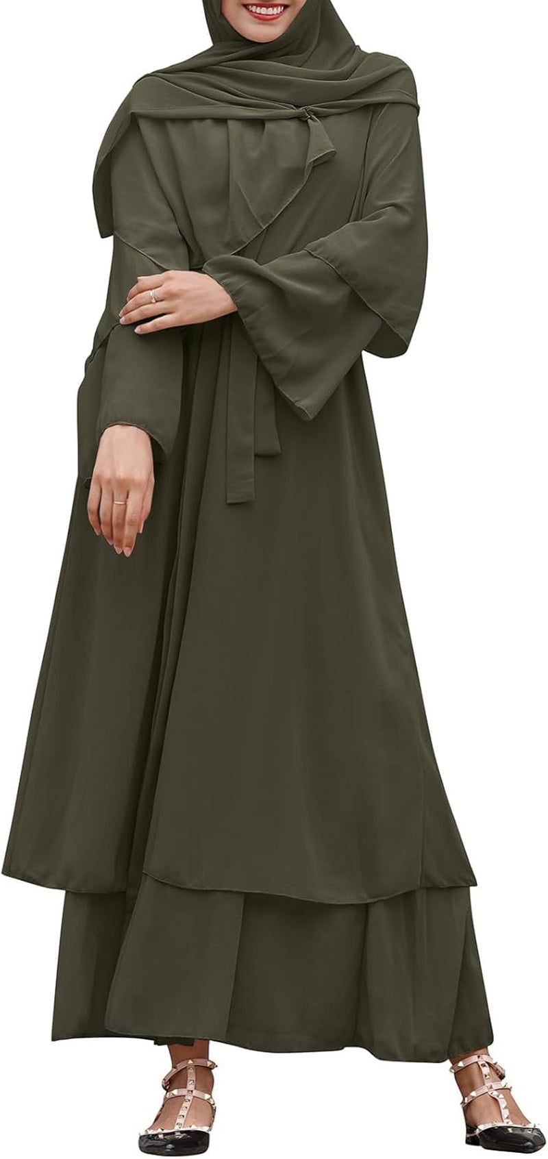 Abayas Muslim Dress for Women Long Sleeve Islamic Abaya Eid Dubai Kaftan Dresses Middle East Prayer Dress Chiffon Robe