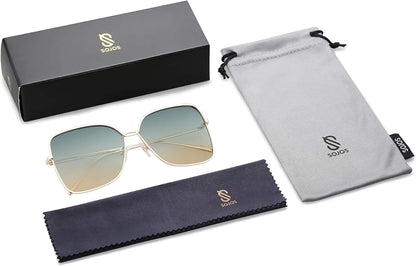 Classic Trendy Square Oversized Sunglasses Womens Mens UV400 Big Large Designer Shades SJ1082