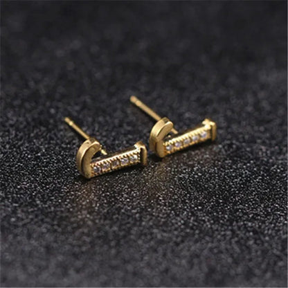 New Diamond Letter  Stud Earrings Women Fashion Earrings 26 Letters A-Z