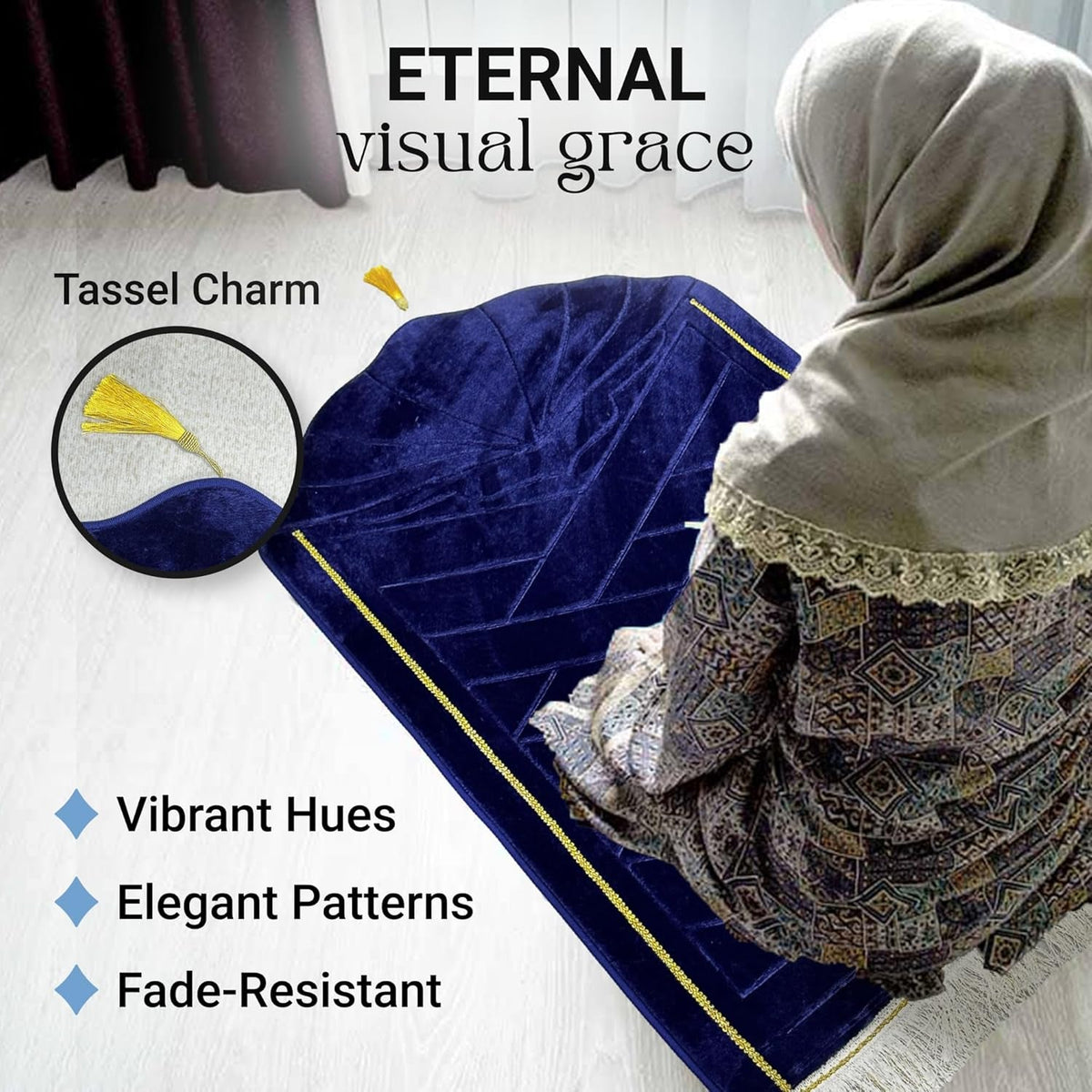 Cloud Muslim Prayer Rug - Travel Thick Prayer Mat, Blue Soft Praying Mat, Memory Foam Praying Mat for Kids or Men and Women, Islamic Gifts for Eid Mubarak, Ramadan Decorations for Home