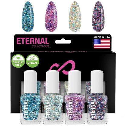 Glitter Nail Polish Set for Women (CHEERS) - Gold Nail Polish Set for Girls | Long Lasting & Quick Dry Nail Polish Kit for Home DIY Manicure & Pedicure | Made in USA, 13.5mL (Set of 5)
