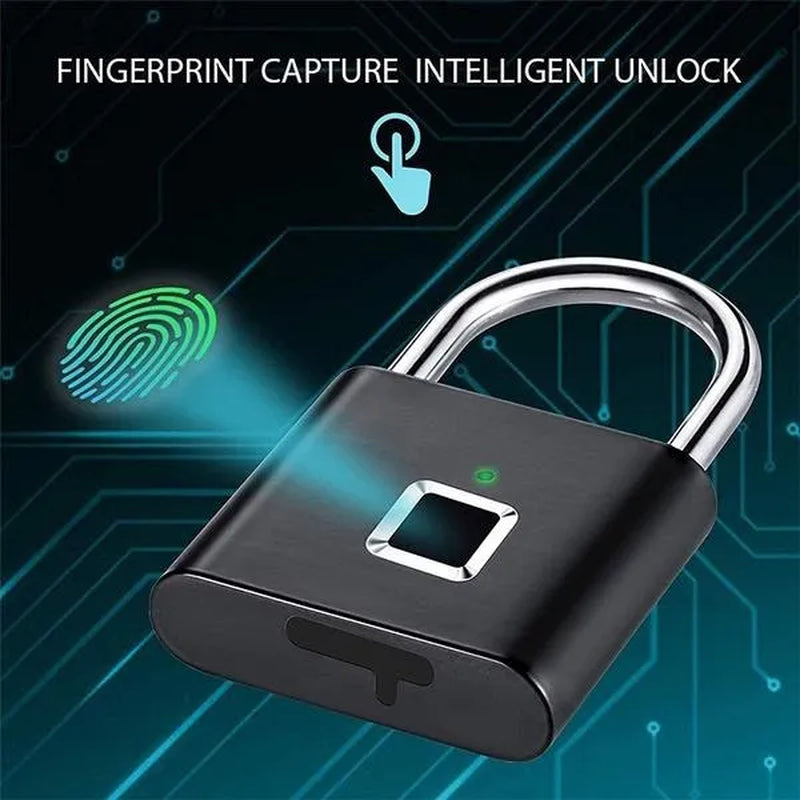 Fingerprint Padlock Smart Keyless USB Rechargeable Door Lock IP56 Waterproof USB Rechargeable-2/1PCS