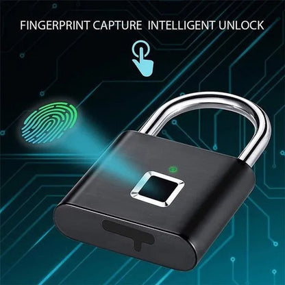 Fingerprint Padlock Smart Keyless USB Rechargeable Door Lock IP56 Waterproof USB Rechargeable-2/1PCS