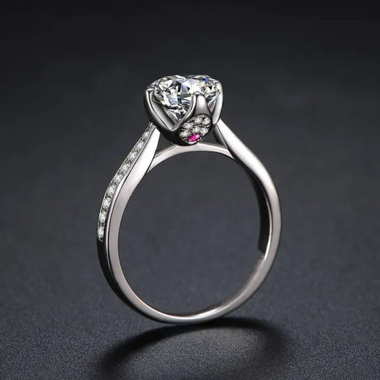New Fashion Brilliant Round Cut Ruby Moissanite Ring 14K White Gold Plated Anti-tarnish Elegant Engagement Wedding Ring for Lover Precise Size 5-12