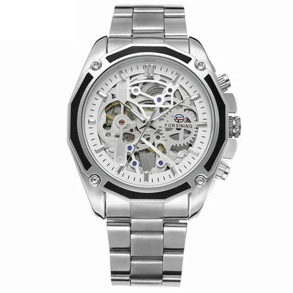 Top Forsining Mechanical Watches Automatic Men's Skeleton Waterproof Stainless Steel Watch Relogio Masculino
