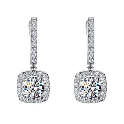 Luxury Elegant Lady Exquisite Cubic Zirconia Crystal Dangle Drop Earrings for Women Engagement Bridal Wedding Earrings Party Jewelry