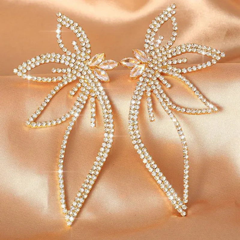 New Exaggerated Rhombus Glitter Crystal Diamond Earrings Creative Fashion Ladies Pendant Earrings Jewelry