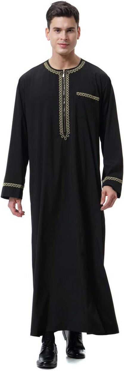 Men'S Muslim Clothes Durable Kaftan Robe Dubai Long Gown Ethnic Clothes,1Pc Soft Robe