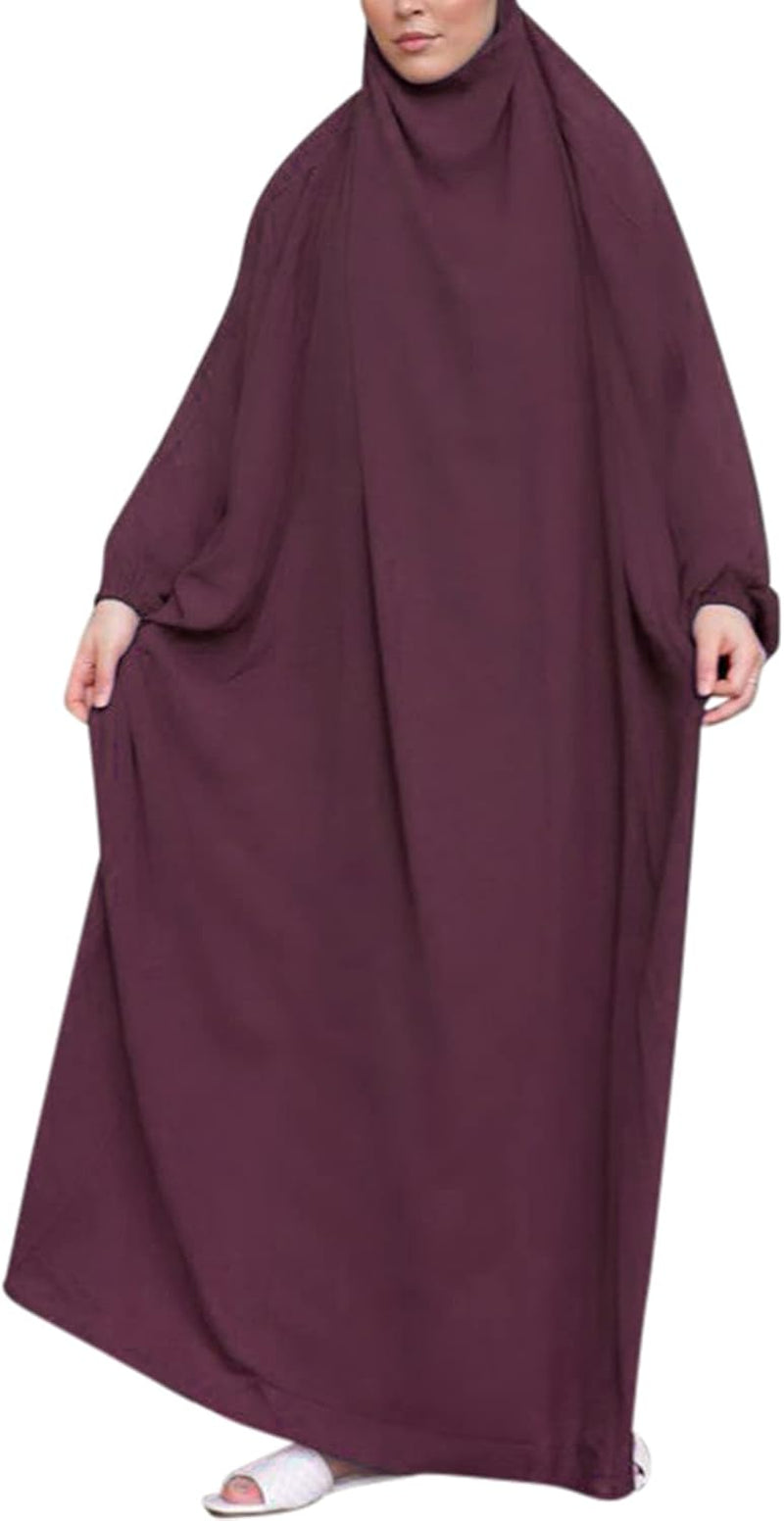 Islamic Women Prayer Dress 1PC Lightweight Arab Bat Sleeve Abaya Modest Maxi Jilbab