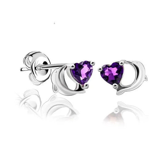 Majesty Diamonds MDS170135 0.8 CTW Heart Purple Amethyst Stud Earrings in .925 Sterling Silver