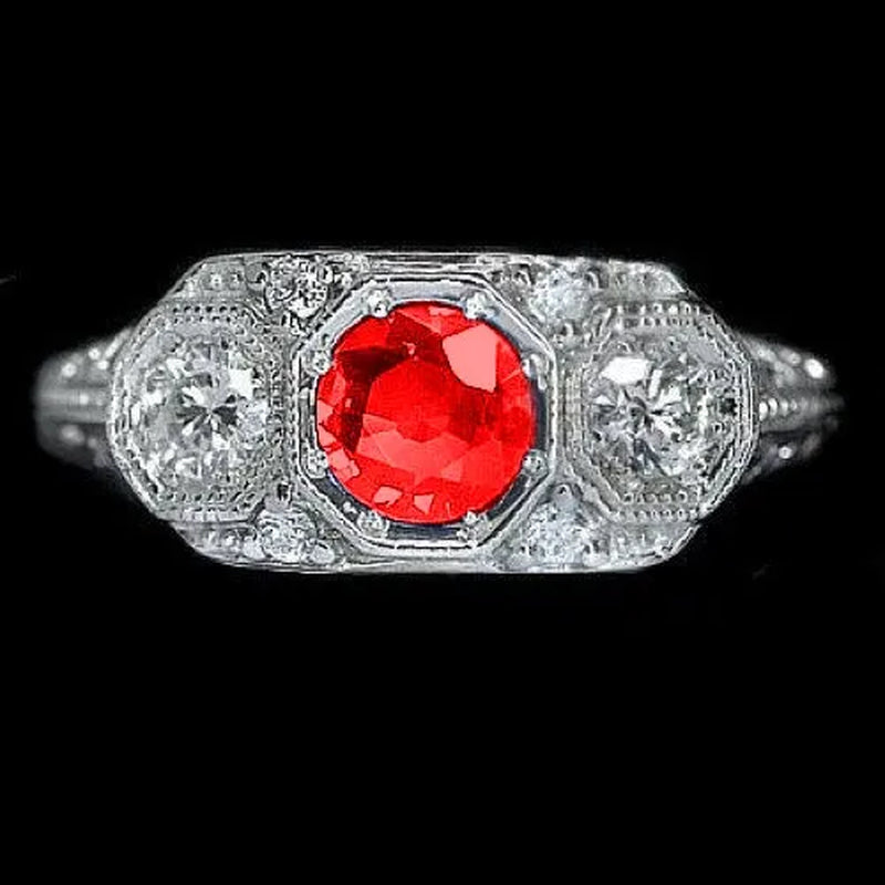 Lady Round Cut 1.2CT Blue Sapphire Bridal Engagement Ring