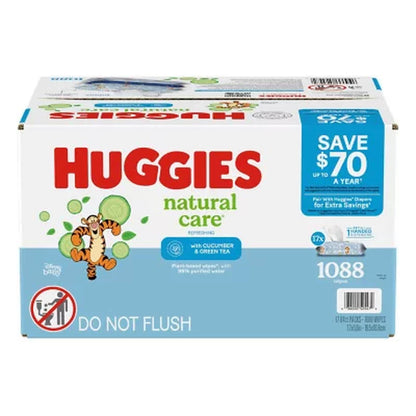 Huggies Natural Care Baby Wipes, Cucumber and Green Tea, 17 Pk., 1088 Wipes