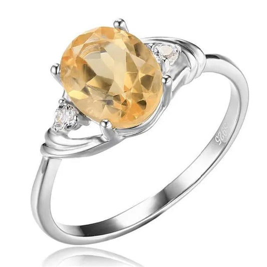 Majesty Diamonds MDS170186 1.8 CTW Oval Yellow Citrine Cocktail Ring in .925 Sterling Silver - Size 7