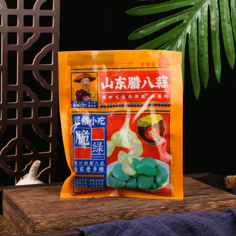 Laba Garlic,Jade Garlic,Pickled Vegetable,Fresh Green Garlic,250G/Pack,Sugar Garlic,Vegan,Pickled Garlic,Crisp Refreshing,Chinese Green Laba Garlic Pickled,Perfect for Rice,Chinese Specialty (2Pack)