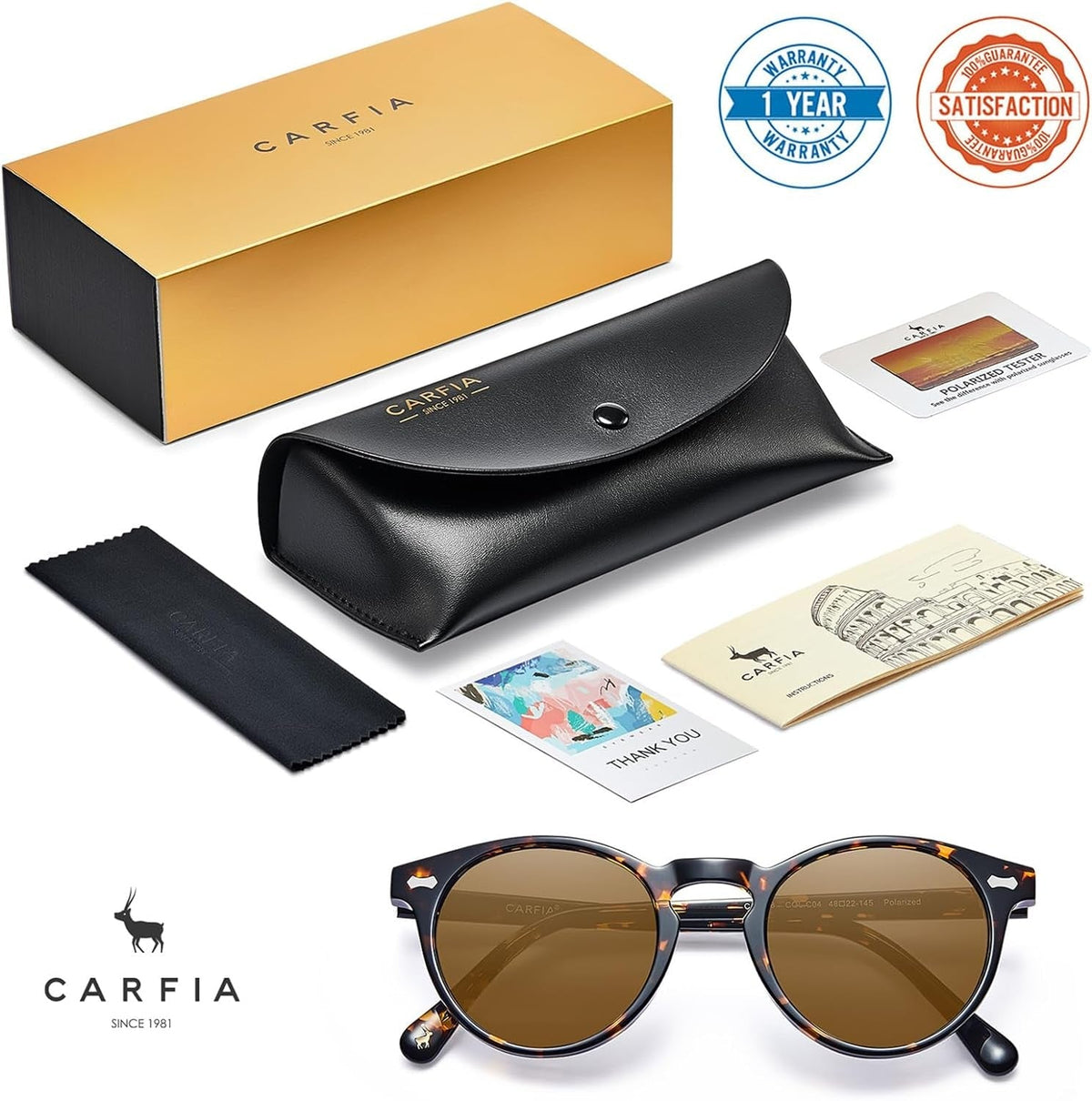 Vintage Polarized Sunglasses for Men UV400 Protection Retro Fashion Eyewear Hand-crafted Acetate Frame CA5288L