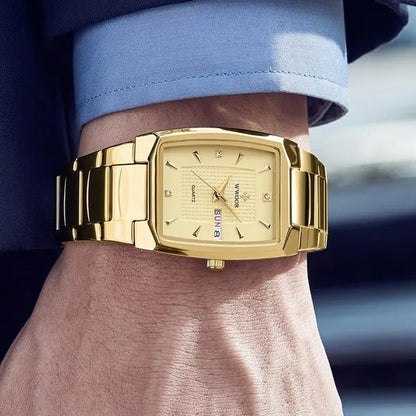 2021 Men's Watch WWOOR Top Brand Luxury Gold Blue Black Watch Men's Square Business Sports Quartz Waterproof Stainless Steel Watch Relogio Masculino