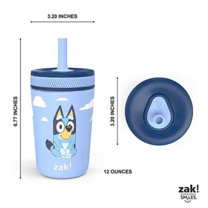 Zak Designs 12-Oz. Stainless Steel Double-Wall Tumbler for Kids with Antimicrobial Straw, 2-Piece Set, Choose Color