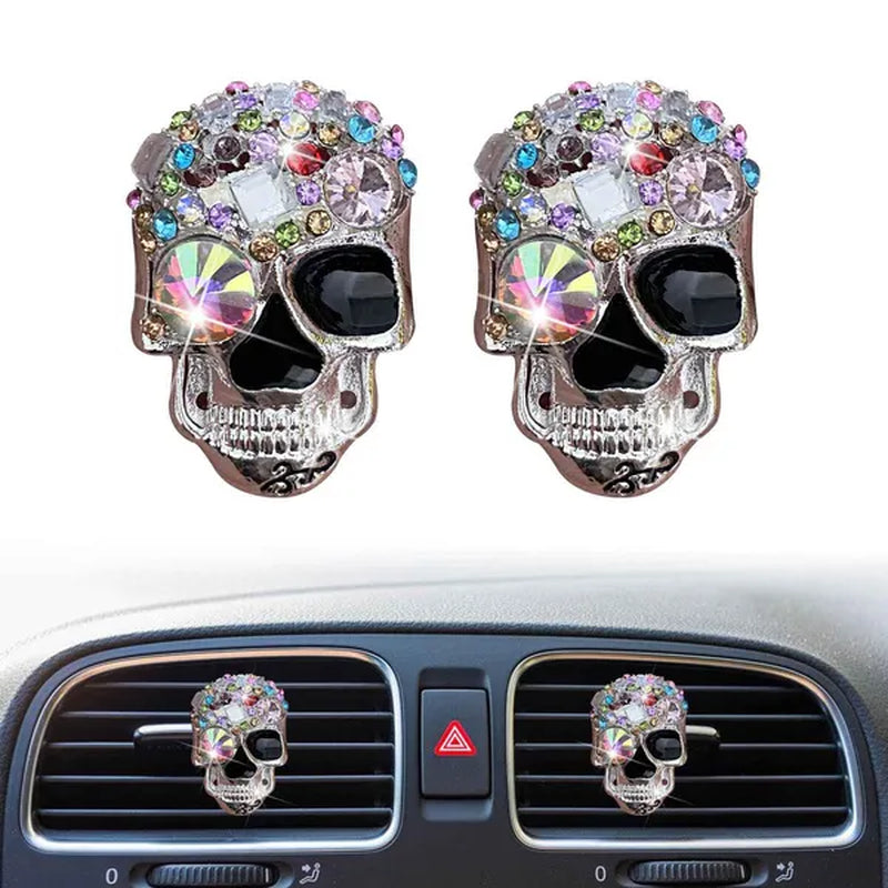 1 Pc Crystal Skull Car Air Fresheners Vent Clips Car Diffuser Vent Clip Rhinestone Car Decoration Cute Car Interior Decor Bling Car Accessories