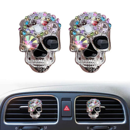 1 Pc Crystal Skull Car Air Fresheners Vent Clips Car Diffuser Vent Clip Rhinestone Car Decoration Cute Car Interior Decor Bling Car Accessories