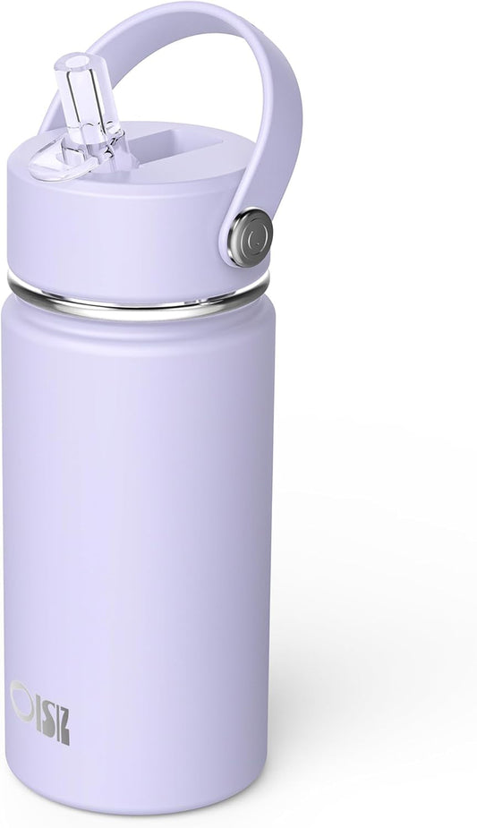 Kids Water Bottle with Straw Lid 14Oz, Vacuum Insulated 316 Stainless Steel Water Bottles for Kids for School, Leakproof Water Bottle, BPA Free and Keep Cold for 24 Hours