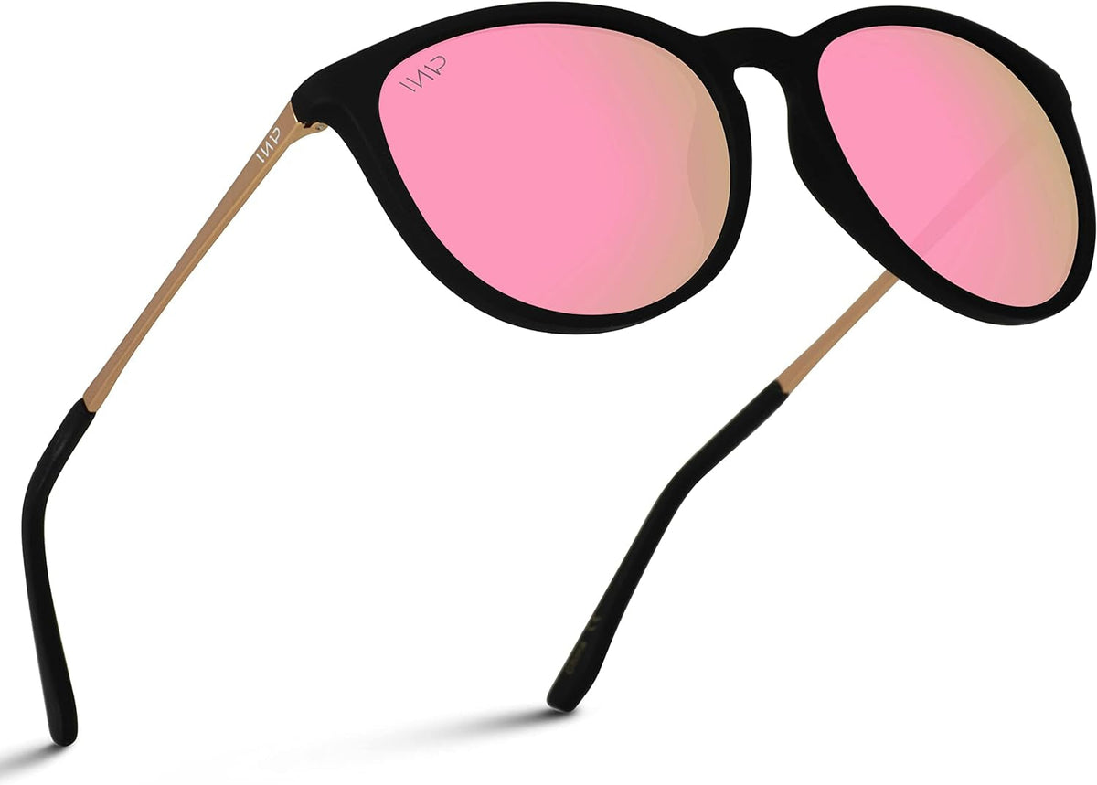 WMP Eyewear Round Sunglasses | Polarized UV Protection | Trendy Sunglasses for Women | Retro Designer Style