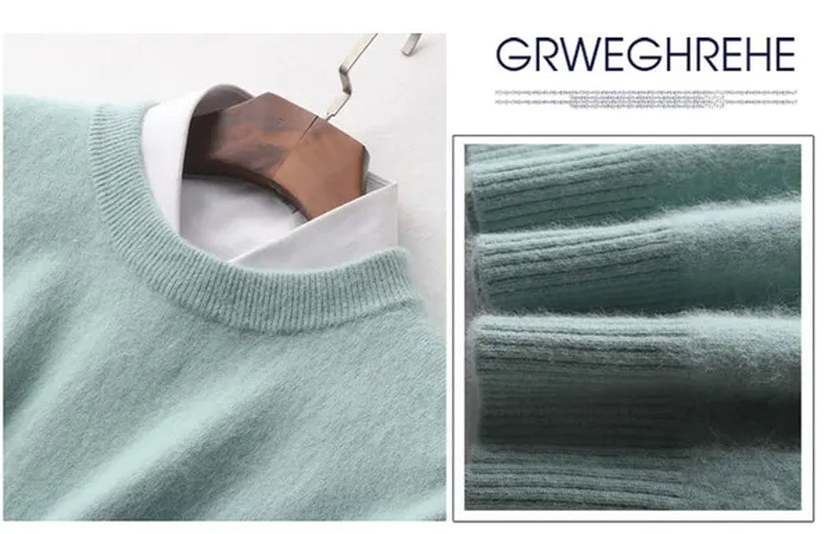 Men's Fashion 100% Wool Pure Mink Cashmere Sweater Men 2020 Autumn Winter Clothes Super Warm Pullover Jumper for Men Long Sleeve Robe Hombre Pull Homme Hiver Mens Sweater Maglione Uomo Suéter Masculino Suéter De Los Hombres Plus Size S-XXXL