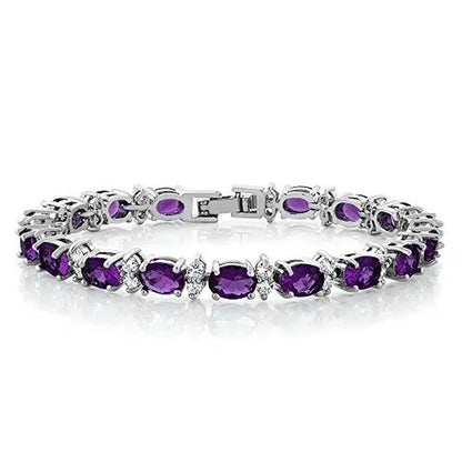 Gem Stone King 925 Sterling Silver Gorgeous Oval and Round Sparkling Cubic Zirconia CZ Tennis Bracelet Jewelry Gift