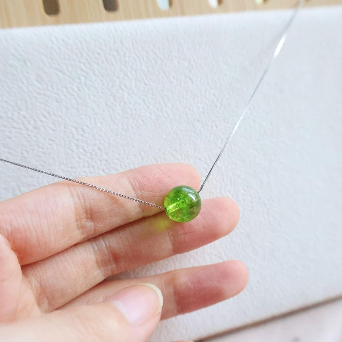 August Birthstone Elegant Silver Necklace for Women with Green Peridot Pendant - Handmade Crystal Birthstone Jewelry(Peridot)