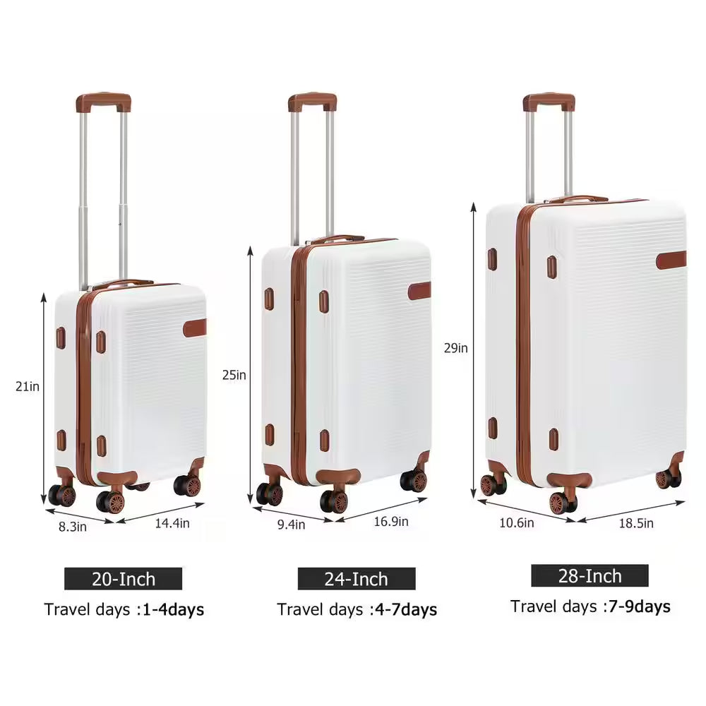 Catalina Waves Nested Hardside Luggage Set in White, 3 Piece - TSA Compliant