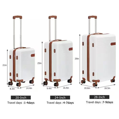 Catalina Waves Nested Hardside Luggage Set in White, 3 Piece - TSA Compliant