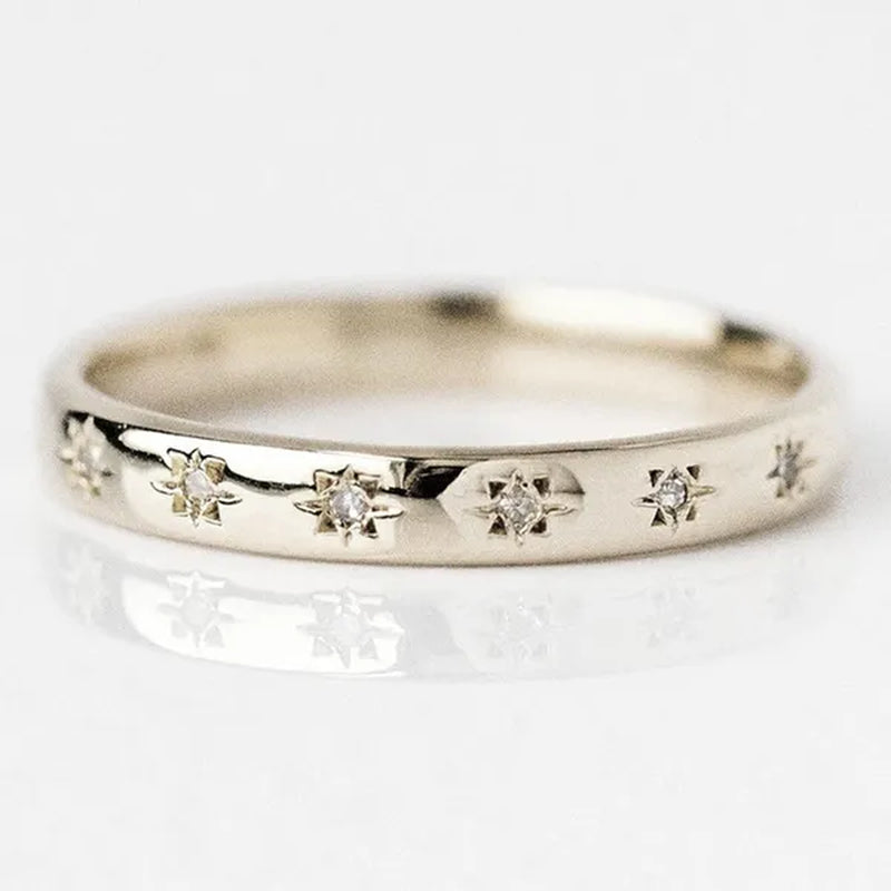 Trendy Gold Color Ring Bride Wedding Jewelry for Women Rings White Zircon Engagement Party Band Anniversary Gift