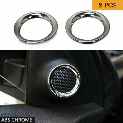 Car Inetrior Front Door Stereo Speaker Protector Decoration Ring ABS Cover Fit for Jeep Grand Cherokee 2011 2012 2013 up Chrome