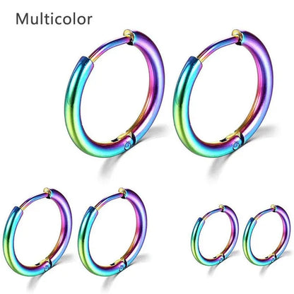 8Mm to 25Mm Unisex Stainless Steel Hoop Earring，Stainless Steel Ear Hoops Punk Style Ear Cartilage Hoop Earrings for Men and Women