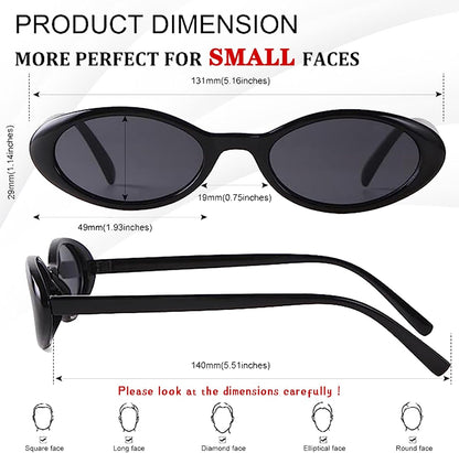Trendy Oval Sunglasses Women 90’S Vintage Sun Glasses Fashion Tinted Glasses UV400 Protection