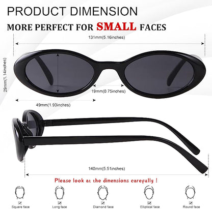 Trendy Oval Sunglasses Women 90’s Vintage Sun Glasses Fashion Tinted Glasses UV400 Protection