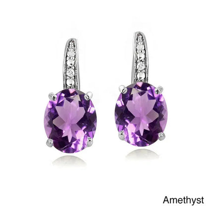 BABYLLNT New  Earrings Colorful Gemstone Amethyst Plating 18k Ear Buckle For Woman Charm Jewelry Gift