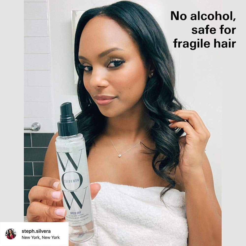 COLOR WOW Speed Dry Blow Dry Spray – Cut Blow Dry Time by 30% | Heat Protectant, Prevent Breakage | Cruelty-Free & Gluten-Free