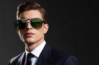 Vintage Aviator Sunglasses Double Bridge Women Men Large Square Thick Frame Trendy Eyewear UV400 B2846