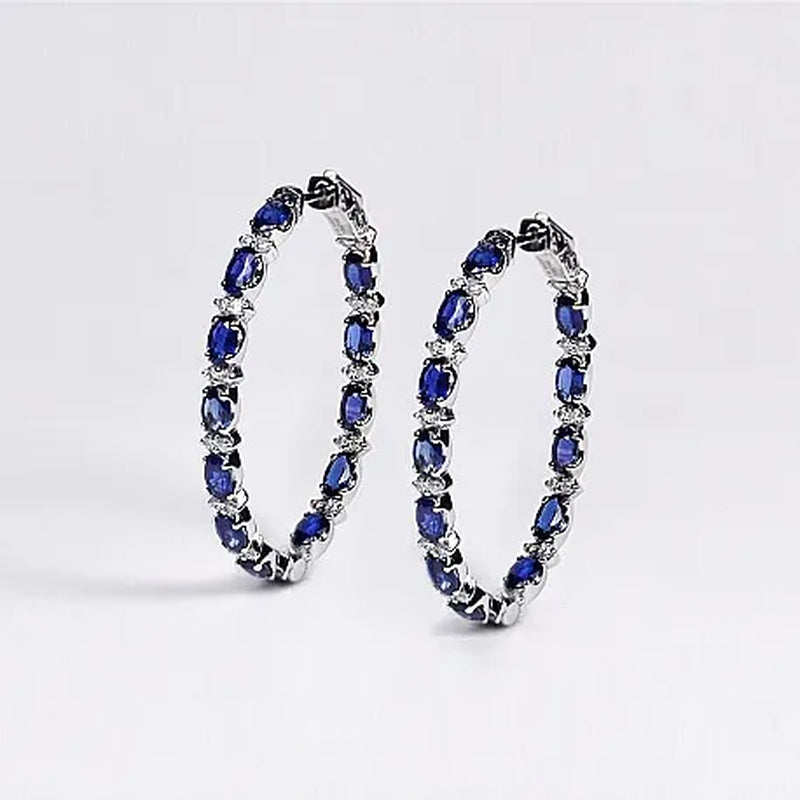 Fashion Jewellery Lady Gold-plated Ellipse Sapphire Zircon AAA Tassels Earrings